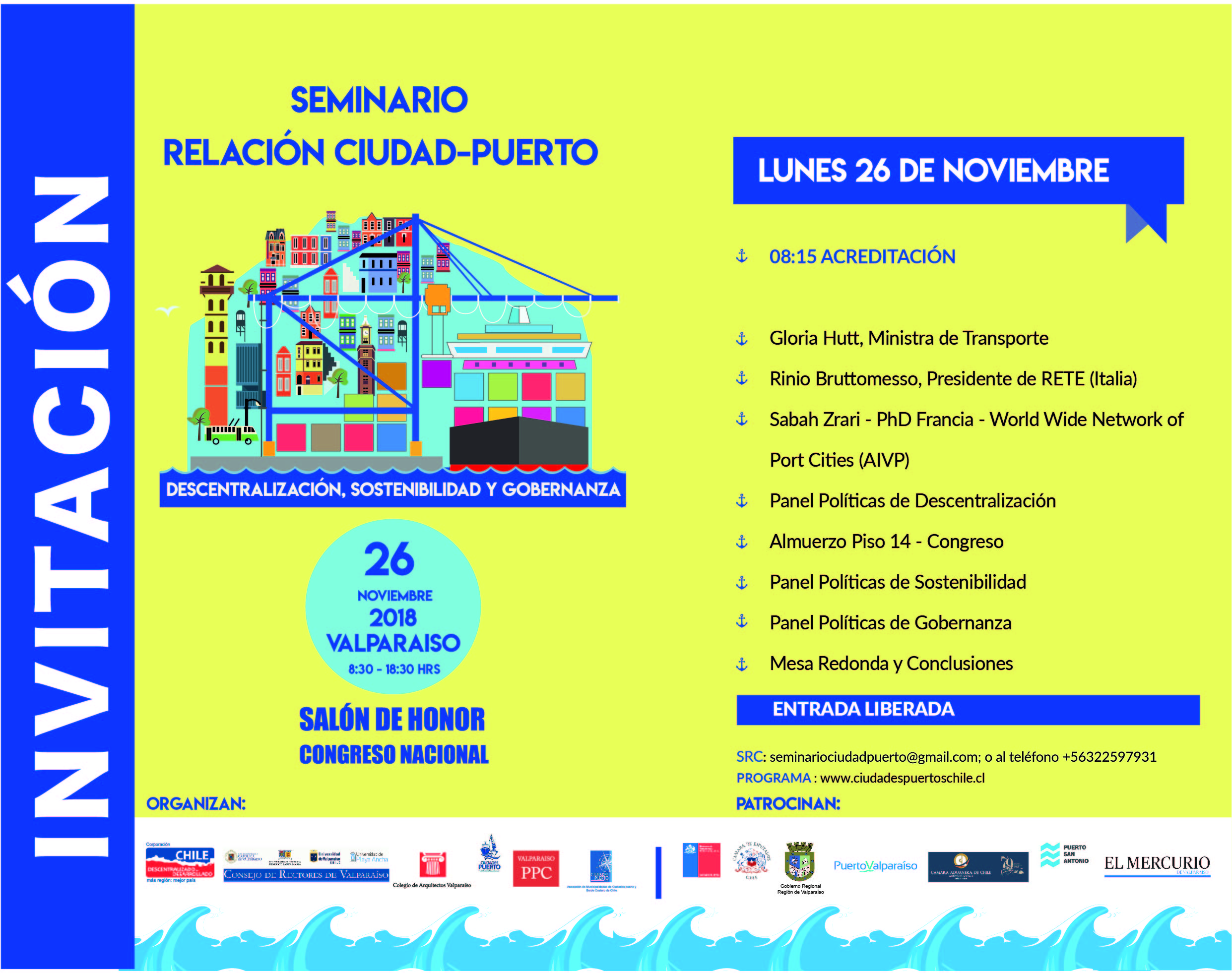 Seminario analizará la relación del puerto y sus ciudades este lunes en Valparaíso